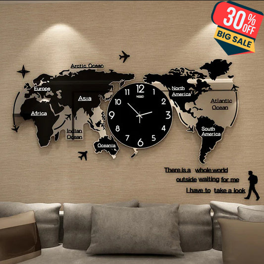Large 3d Digital World Map Wall Clock